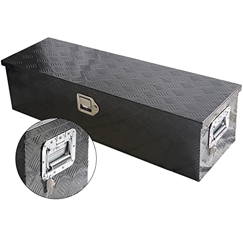 YESHMA 【日本の品質】工具箱 アルミボックス 大型 トラック用 ツールボックス 99*33*26cm 荷台 軽トラックベッド 道具 収納 取っ手 ロック金具付き ブラック