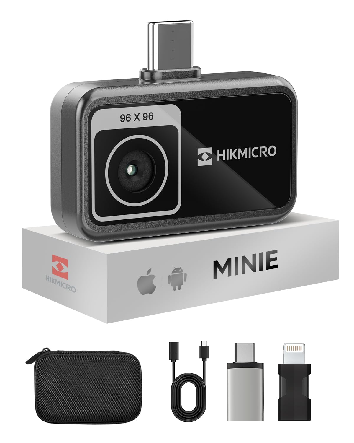 HIKMICRO MiniE サーモグラフィー サーマルカメラ 赤外線カメラ スマホ用- iOS/Android、SuperIR 画像強化、25Hzフレームレート、スマートフォン/タブレット用、-20°C~400°C測定温度範囲、USB-C/Lightni|RENEW