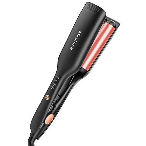 MiroPure ヘアアイロン カール ウェーブアイロン 26mm 挟むだけで可愛い カールアイロン 実現 160℃?220℃ 千万級マイナスイオン吹出 やけど防止 初心者向けカールアイロン プレゼントも最適 PSE認証済 日本語取扱説明書付き ブラック