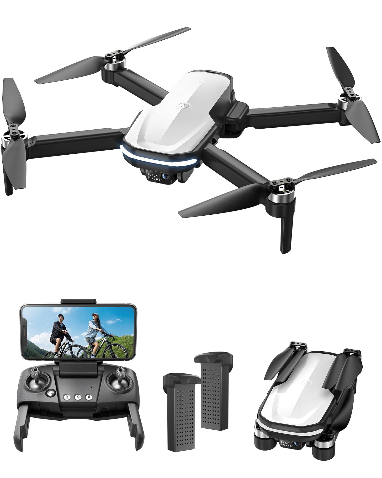 Holy Stone ドローン カメラ付き 小型 子供向け 1080Pカメラ ブラシレスモーター 屋外 バッテリー2個 28分飛行時間 折り畳み オプティカルフローモード 軌跡飛行 高度維持 2.4GHz モード1/2自由転換可 誕生日プレゼント 国内認証