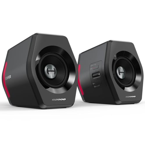Edifier G2000 32W RGB ゲーミング スピーカー PC パソコン PS5 ゲームモニター用 Bluetooth、USB、3.5mm AUX有線無線3種類接続対応、映画/音楽/ゲームモード【SUB-OUT端子/Hi-Fi音質】 黒|RENEW