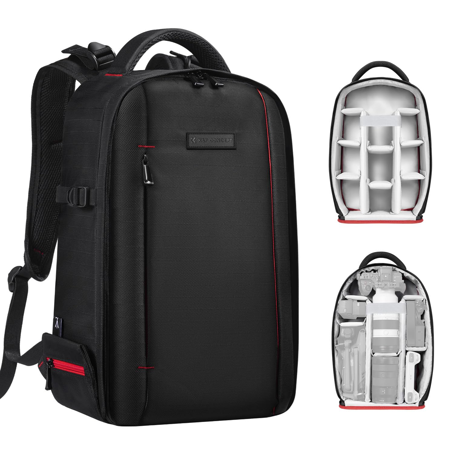 K&F Concept カメラバッグ カメラリュック カメラバックパック リュックサック 18L 大容量 おしゃれ 軽量 一眼レフ/14インチpc/三脚収納可 撮影バックパック 撥水加工 トラベル 外出/登山/旅行/アウトドア撮影に適用バックパック