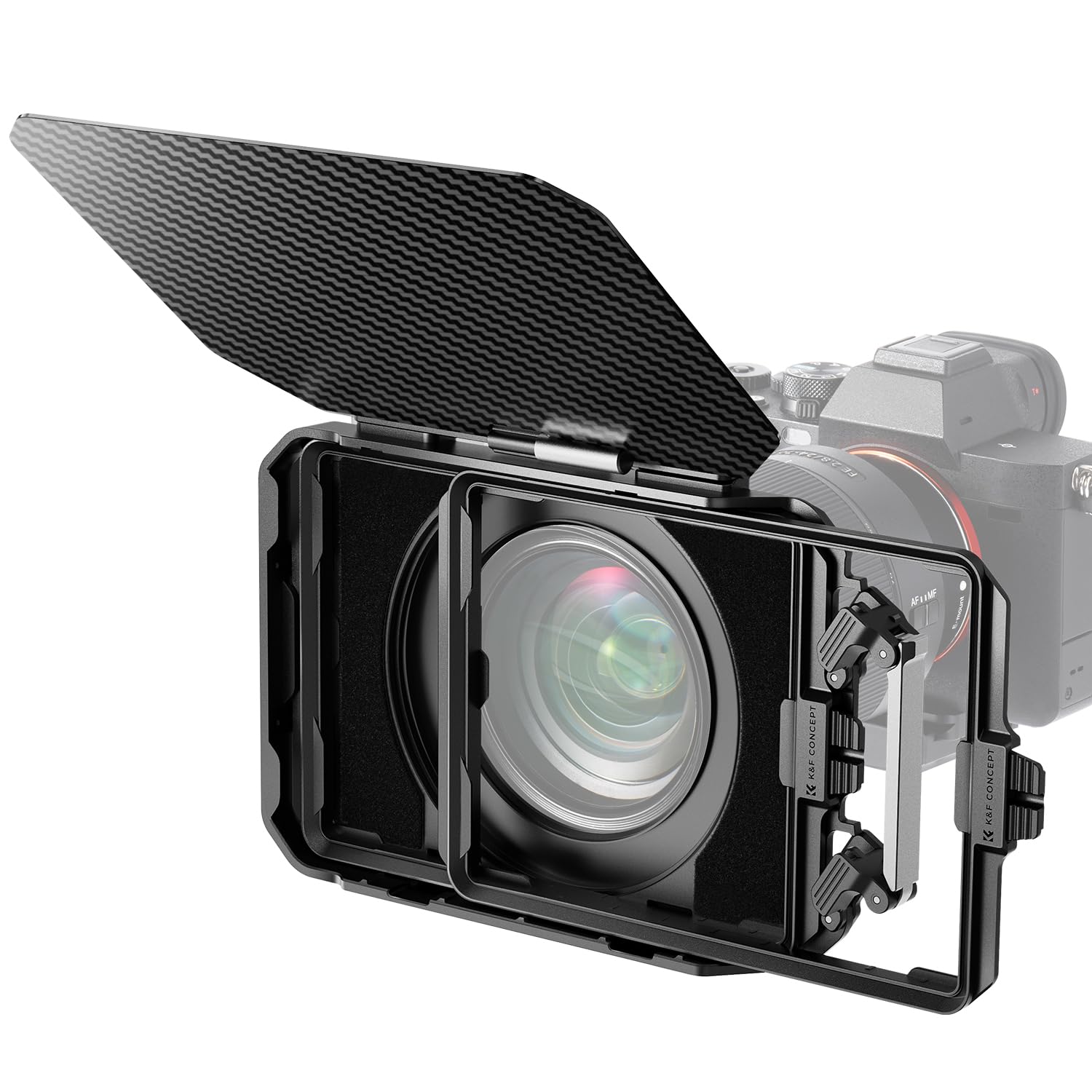 K&F Concept ミニマットボックス 4x5.65インチ Mini Matte Box カーボンファイバー製 67mm/72mm/77mm/82mm/95mmのアダプターリング付き 2枚の角型フィルター装着可能 収納ケース付属 （Nano-Xcel）｜RENEW