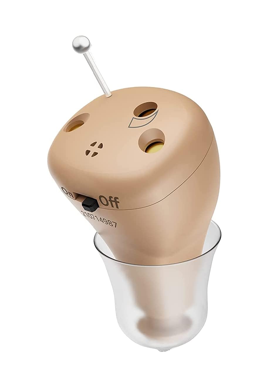 集音器 しゅうおんき 充電式 耳穴式 楽 クリアコンフォート高音質イヤピースミニ コンパクト ノイズ抑え軽い 小型 簡単操作 肌色 日本語説明書ベージュ左耳用