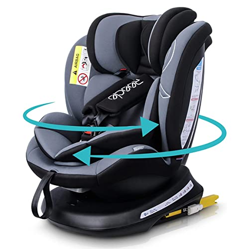 Reecle チャイルドシート 360° 回転式 新生児~12歳頃 (0-36kg) ISOFIX対応 シートベルト固定 (黒)