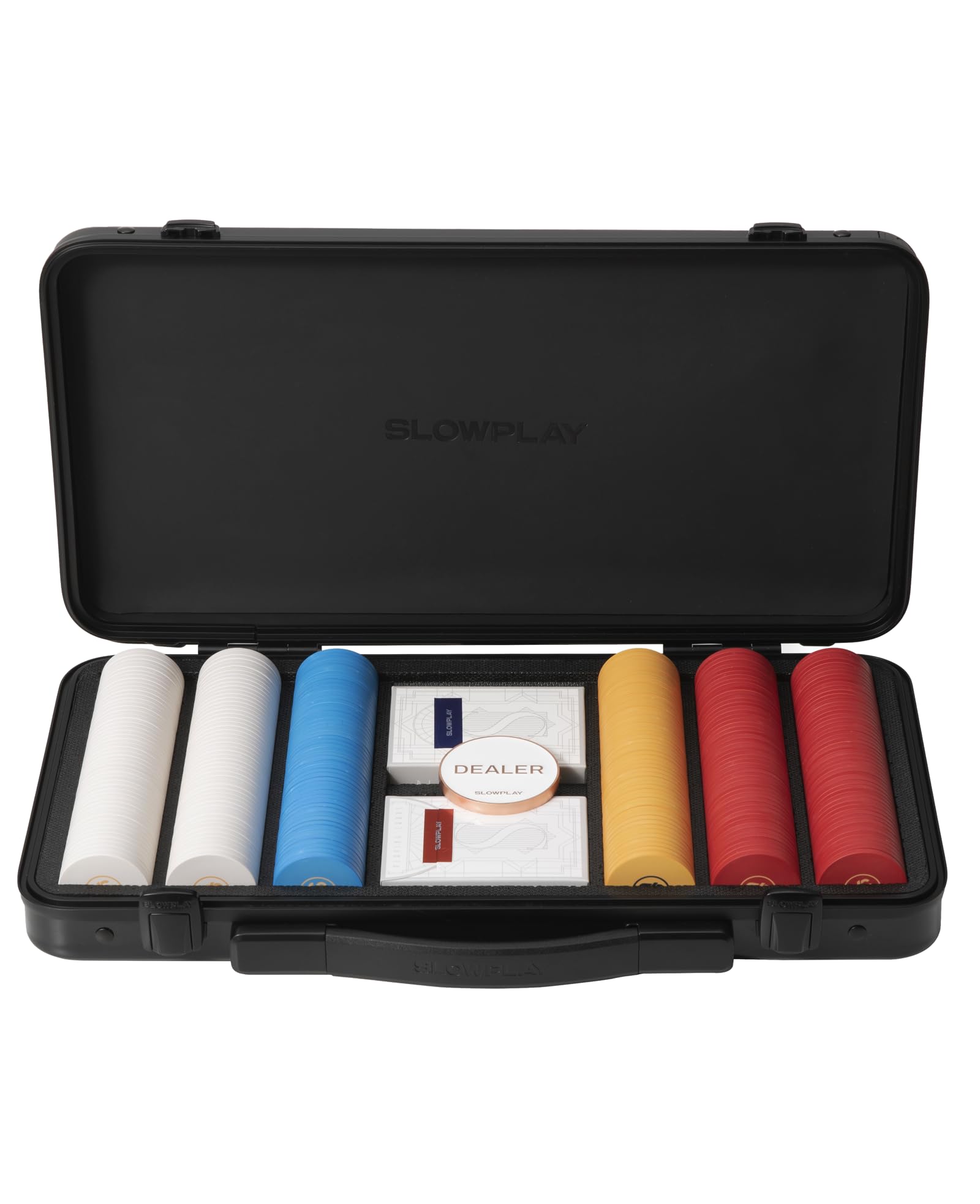 SLOWPLAY Godel テキサスホールデム用セラミックポーカーチップセット, 300枚 (無印), 39mm 10g, ドイツ製高耐久ポリカーボネートチップケース付き