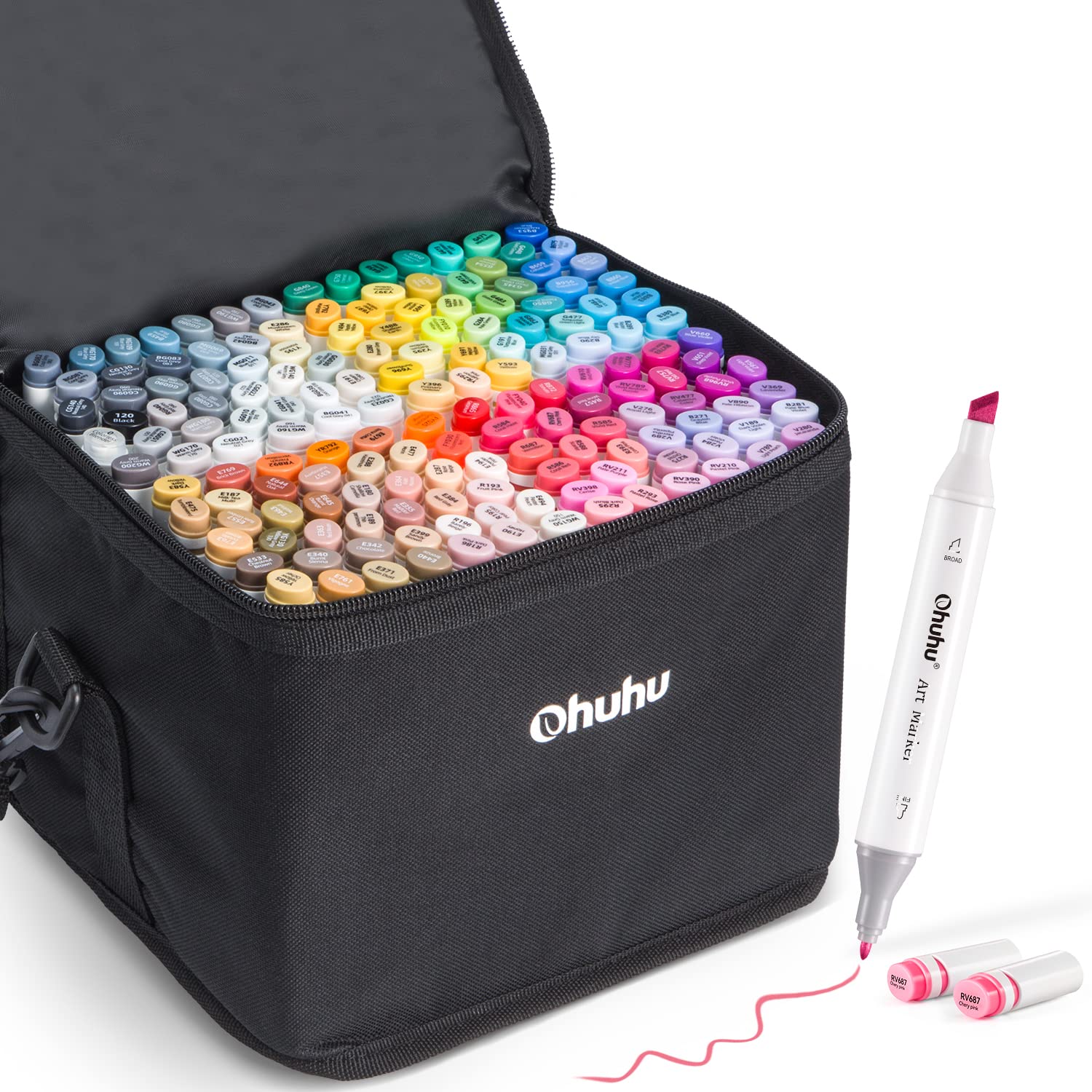 楽天市場】Ohuhu イラストマーカー 320色321本 太細両端 マーカーペン