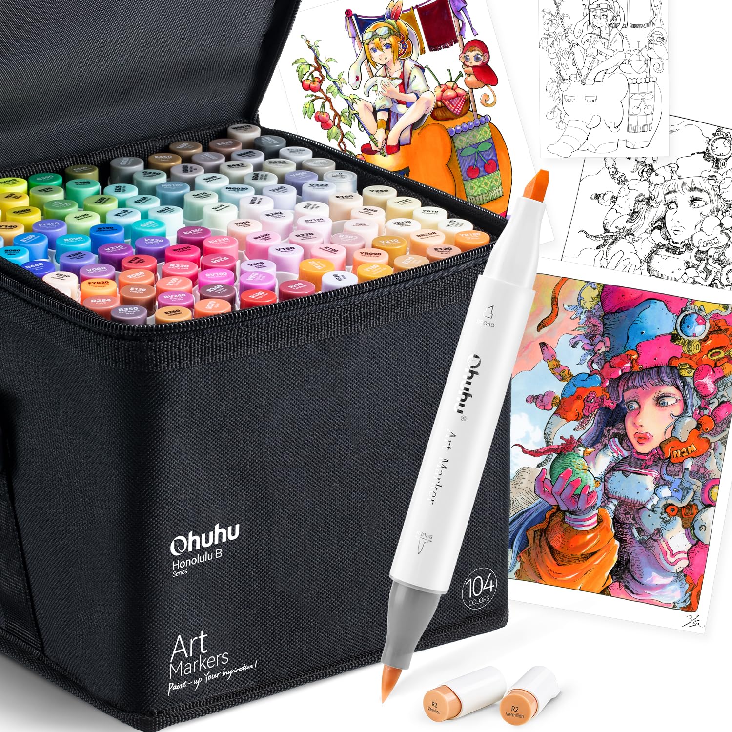 Ohuhu アルコールマーカー 筆タイプ 320色 +コピック 13本 セット Ohuhu】＼圧巻の320色／人気イラストマーカーから過去最大セット