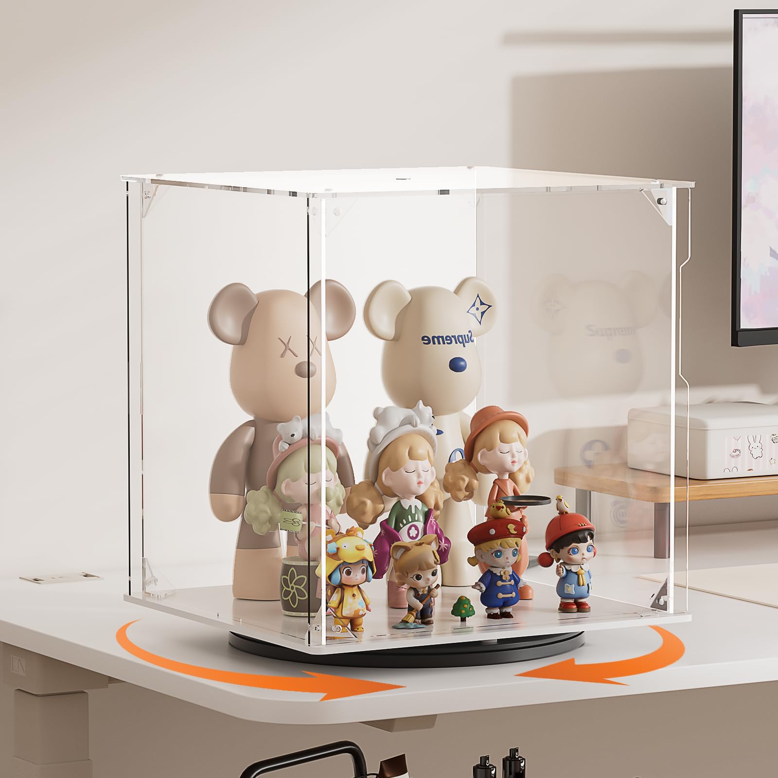 VINAEMO 回転フィギュアケース アクリルケース UVカット コレクションケース 磁石付き 前扉 DIY組み合わせ 積み重ね可能 ディスプレイケース 組立簡単 頑丈 防汚れ アクリルショーケース フィギュア・コレクションアイテム・ガンプラ・ぬいぐるみの