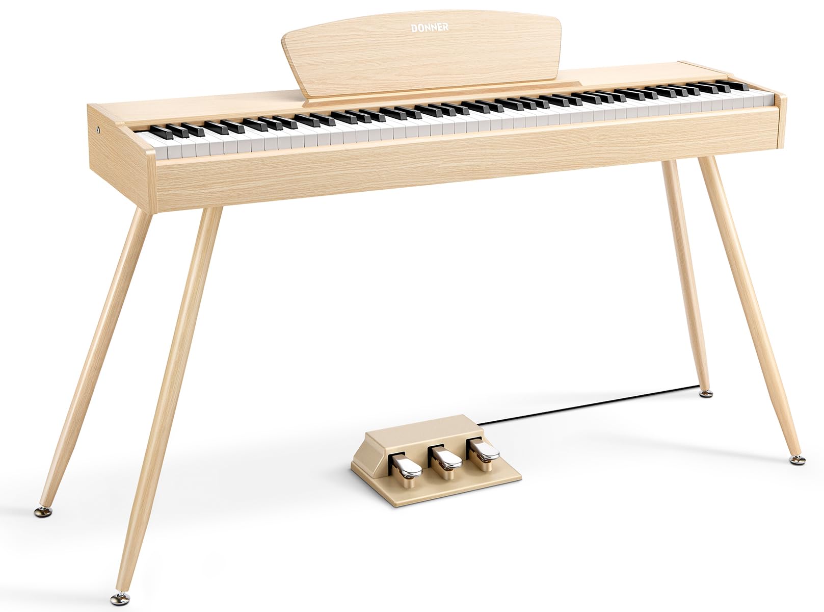 Donner 電子ピアノ 88鍵盤 ハンマーアクション 木製 MIDI 対応 3本ペダル スタンド アダプター付 初心者 入門 自宅練習 日本語説明書 DDP-80 オークベージュ色