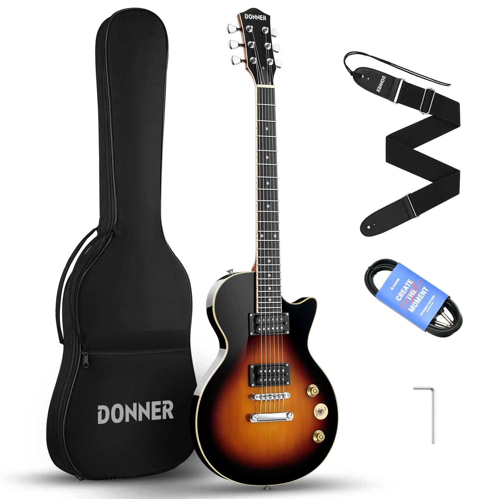 エレキギター サンバースト ギターケース付き 楽天市場】Donner エレキギター 初心者セット LPタイプ 39インチ