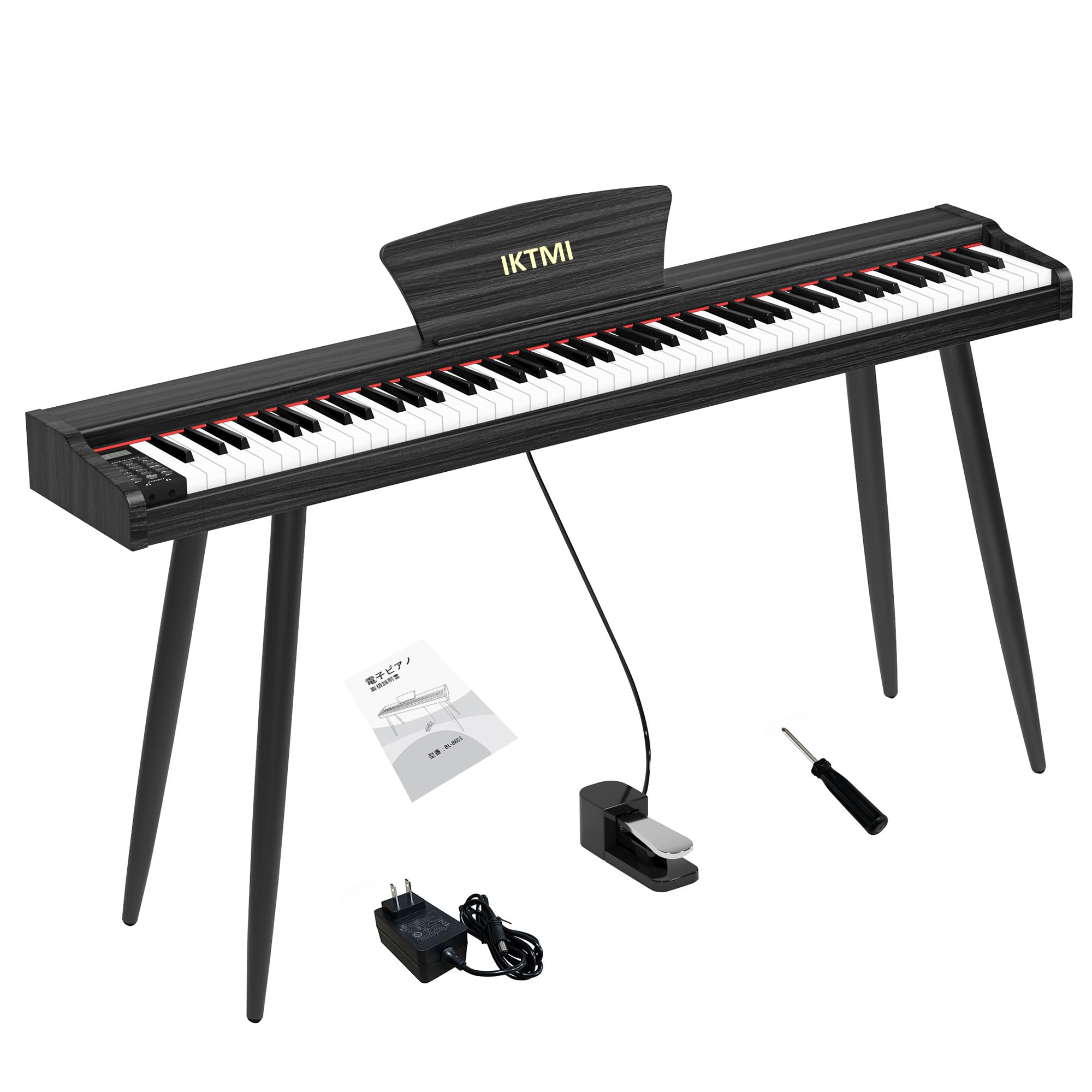 IKTMI 電子ピアノ 88鍵盤 木製 ピアノ 88鍵 Digital Piano ペダル付き スタンド一体型 DREAM音源 MIDI対応 初心者 子供 大人 練習用