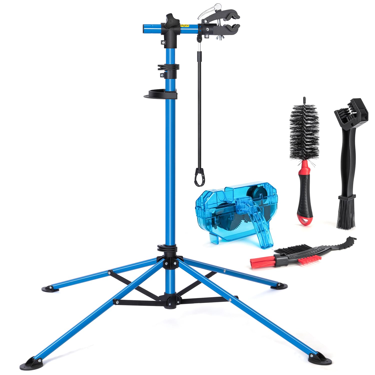 CXWXC 自転車 メンテナンススタンド ロードバイク ワークスタンド 高さ・角度無段階調節可 耐荷重30KG ハンドル支えバー/工具トレー付き 整備スタンド (ブルー（クリーナーセット）)｜RENEW