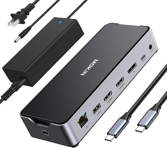 USB Cドッキングステーション 3 モニター ラップトップ MOKIN ドックデュアル モニター 2 HDMI DisplayPort 4K144Hz,USB A 2.0/3.0,USB C 3.1 10Gbps&30W 出力,イーサネット,MicroS|RENEW