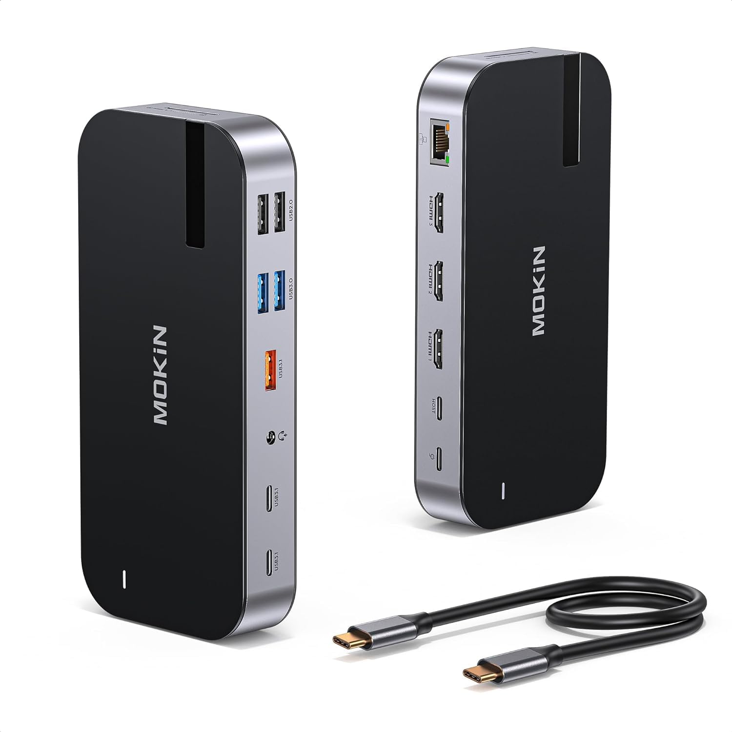 MOKiN USB Cドッキングステーション 3画面出力【3*HDMI4K@60Hz MSTトリプルモニター出力】16 in 1ドッキングステーションhdmi 3つ 100W PDポート,3*HDMIポート, 5*USB-Aポート, 4*USB Cポート,|RENEW