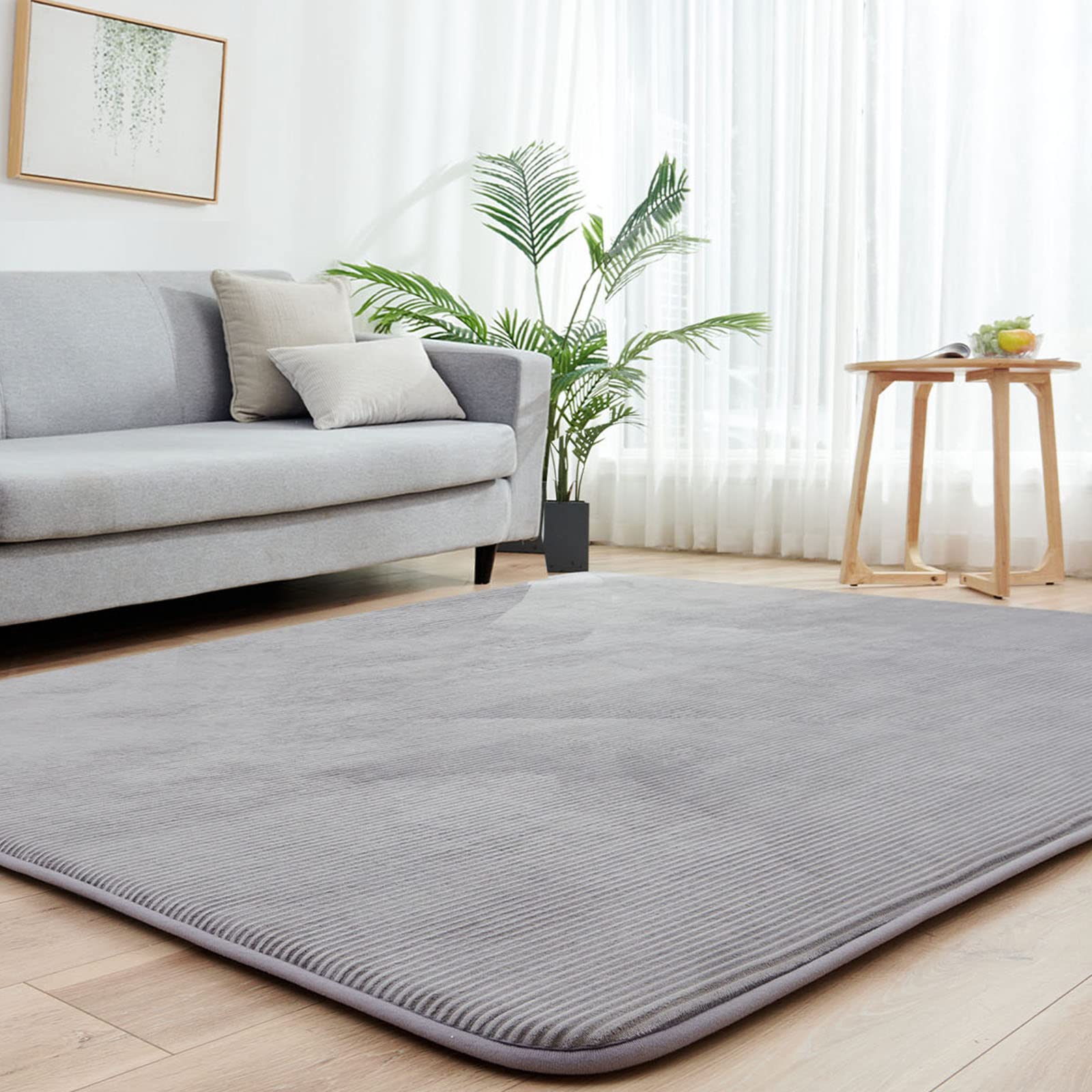 カーペットラグ 極厚 ラグマット 3畳 高反発 190&times;240cm 厚手 35mm 冬 床暖房対応 カーペット 洗える 滑り止め付 じゅうたん 防ダニ 抗菌 オールシーズン フランネル グレー aicomri｜RENEW