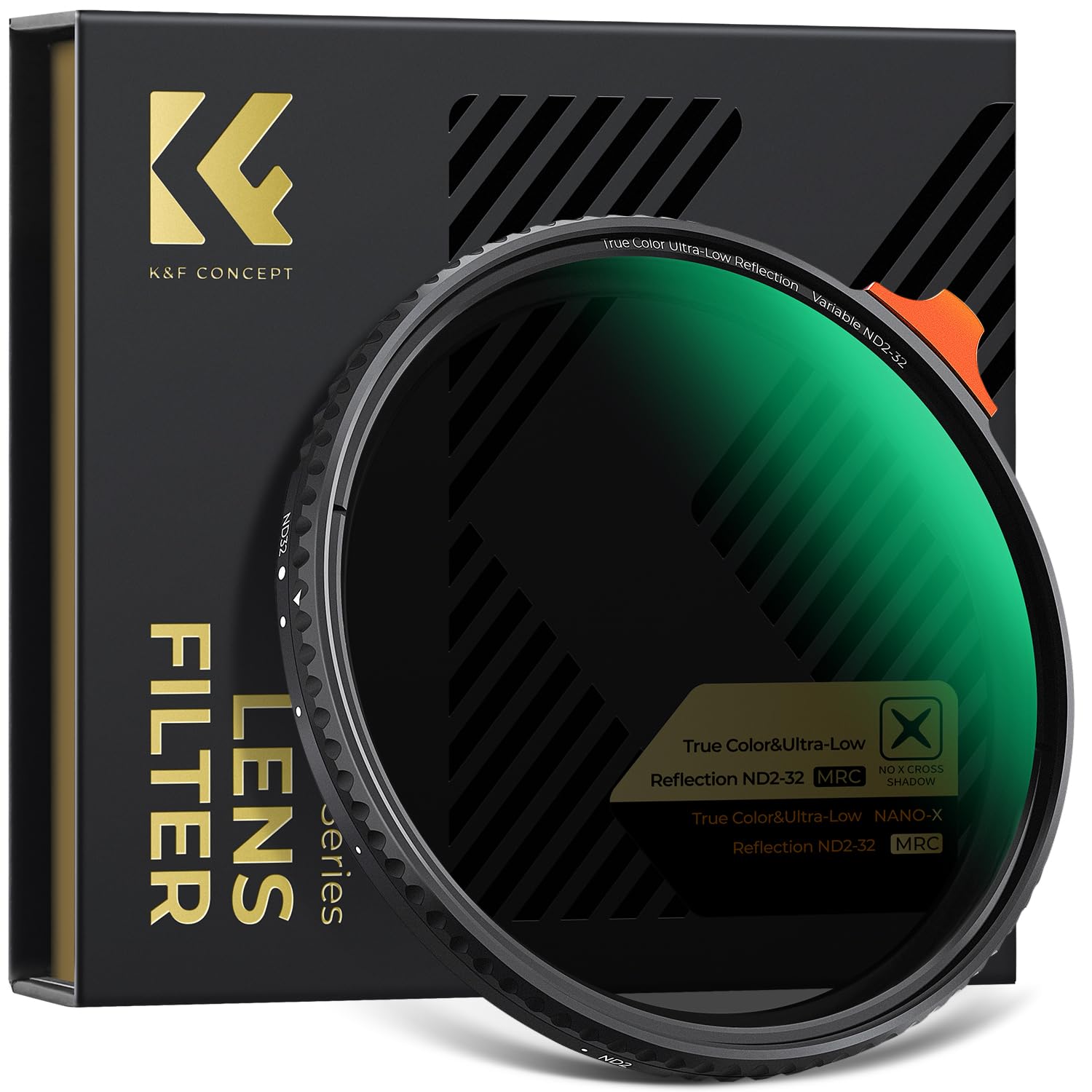 K&F Concept 58mm True Color&超低反射 ND2-ND32 可変NDフィルター 黄色被り解消可能 超低反射0.1% 28層コーティング（Nano-Xcel）