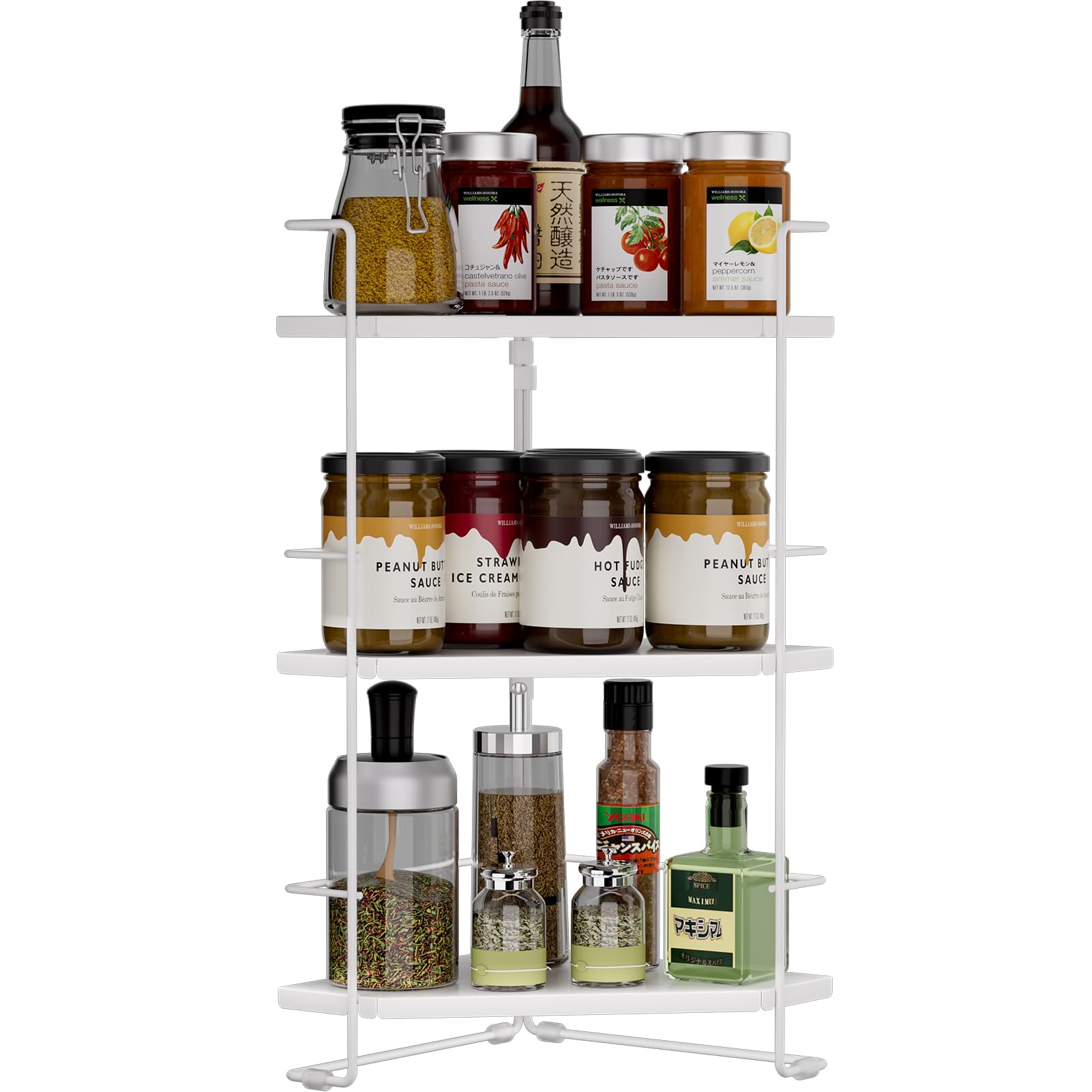 調味料 収納ラック 高さ調整可能 棚板位置変更可 ブラック 2段 楽天市場】 調味料収納ラック 高さ調整可能 スパイスラック 棚板位置