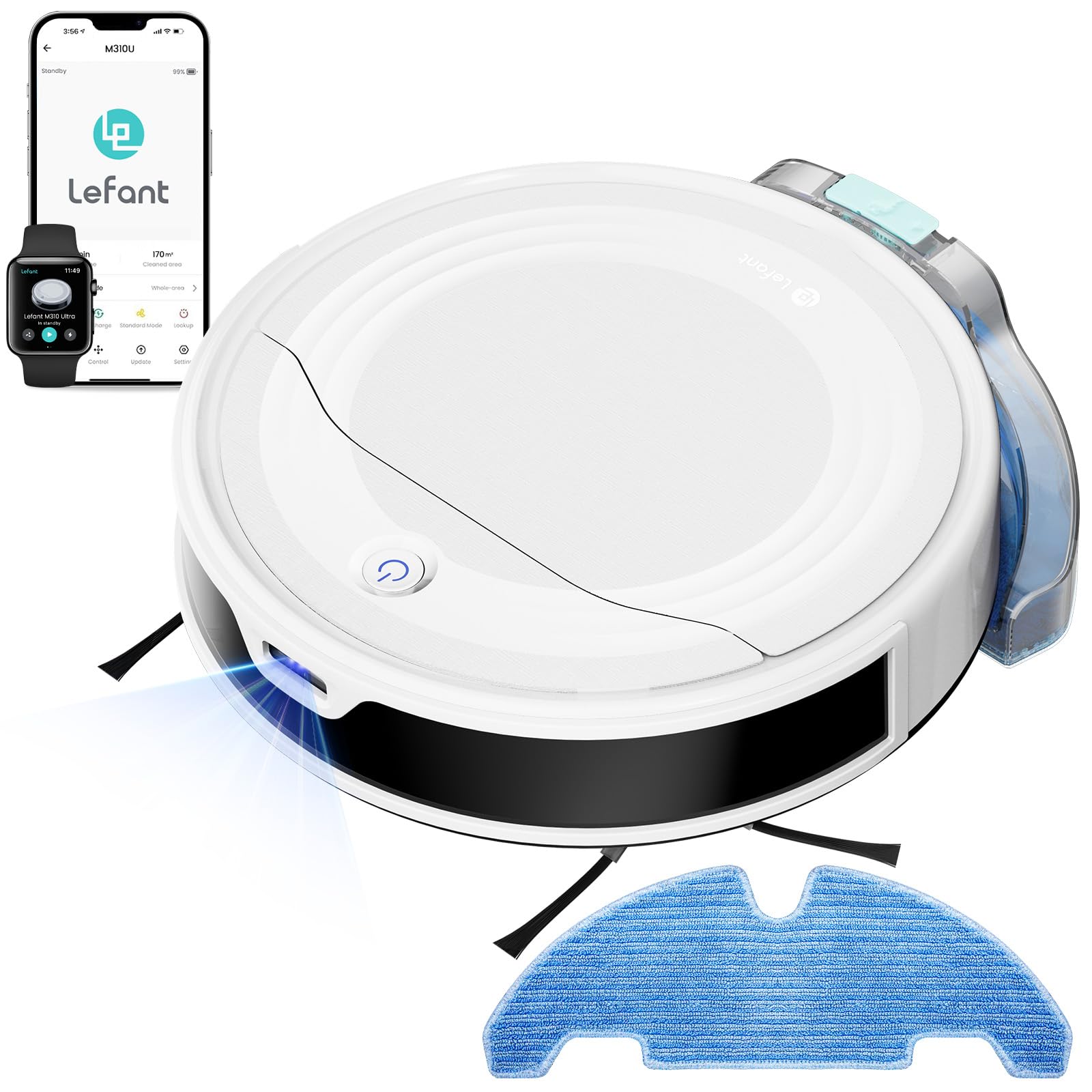 ロボット掃除機 水拭き 両用 Lefant M310 Ultra 【掃除機 ロボット 6000Pa強力吸引・200分間連続稼働・静音・コンパクト設計・音声対応（Alexa/Google）・Apple Watch対応・ブラシレス設計・自動充電・予約清掃】で様