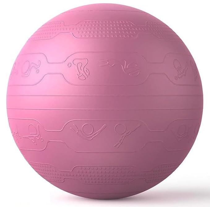 PROIRON バランスボール 65cm ばらんすぼーる トレーニングガイドパターン付き 厚い ジムボール バランスボール 椅子 スポーツ 耐荷重300KG アンチバースト空気入れ付き (ダークレッド)画像