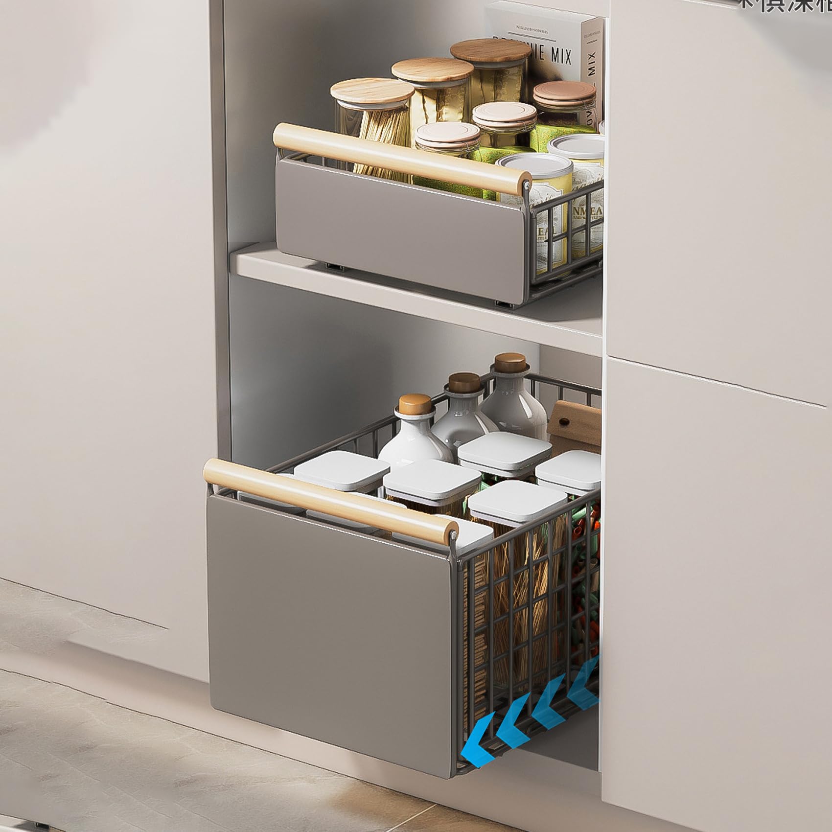 楽天市場】キッチン収納引き出しスライドレール付き木製ハンドル