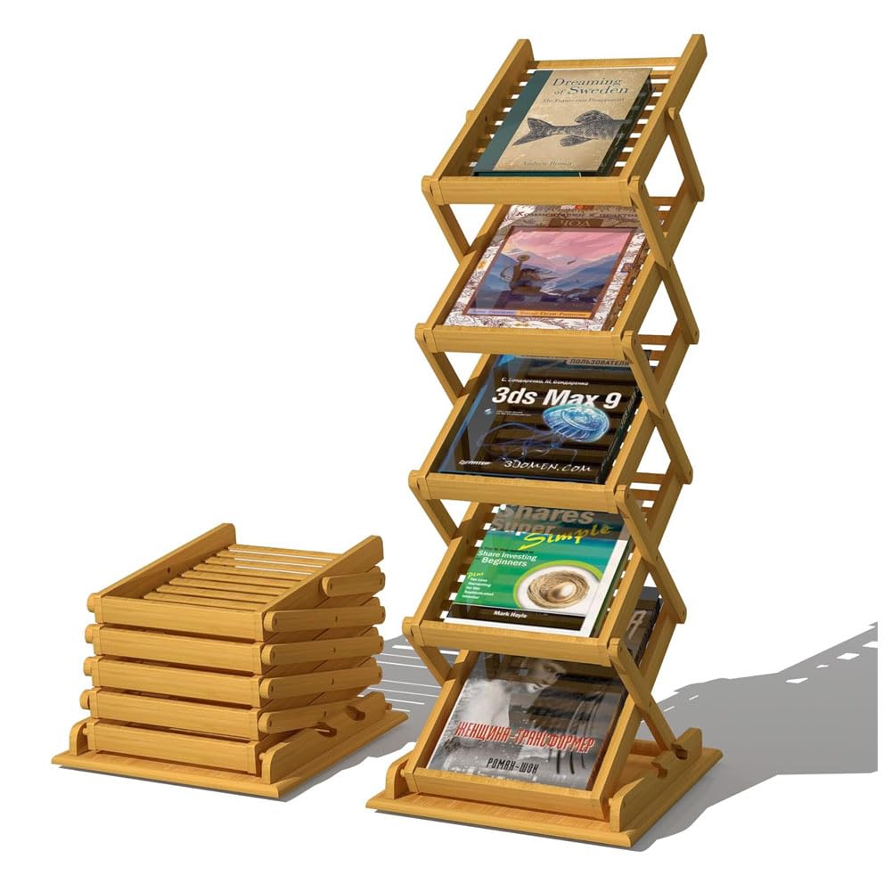 楽天市場】カタログスタンド マガジンラック 折りたたみ式 5段 竹製