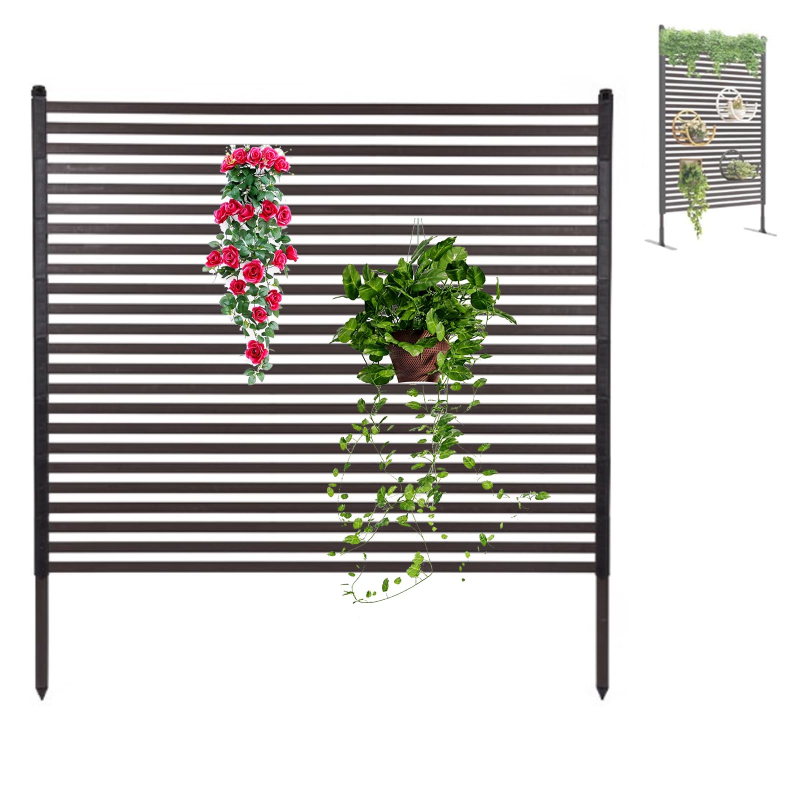 Jumei フェンス 目隠し 屋外 ガーデンフェンス 幅120cm×高さ150cm 1セット入 アルミフェンス 衝立 パーテーション 組立簡単 置くだけ 後付け ベランダ 玄関 日除け 庭造り 柵 外構 隣家 境界 プランター 庭 仕切り|RENEW