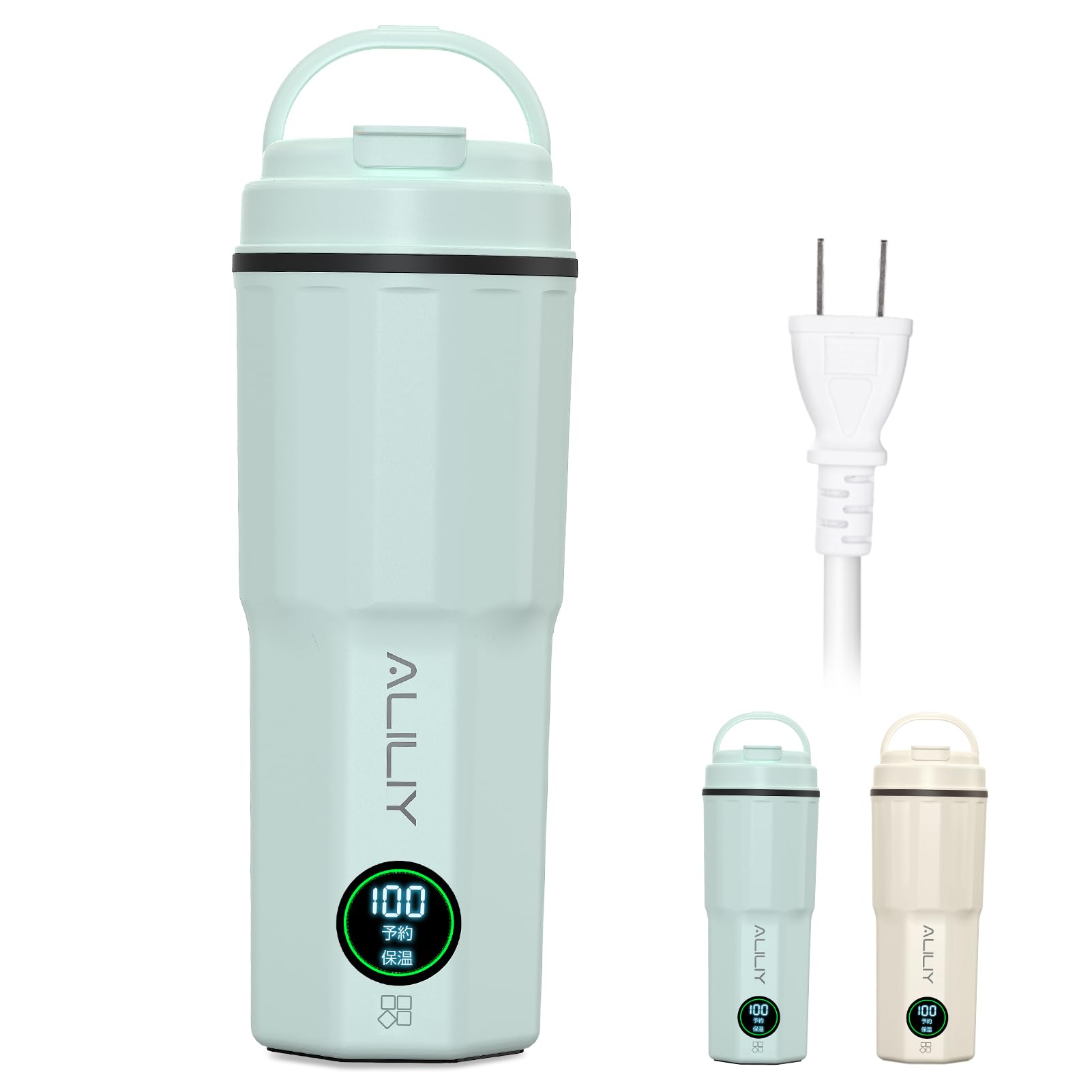 Aliliy 電気ケトル ポータブル トラベルケトル 小型 携帯400ml 湯沸かし 保温 5分急速沸かし 温度調節 100V キャンプ・宿泊・出張・車中泊・オフィス対応 持ち運びケトル ポータブル 電気ポット お湯・コーヒー・お茶・粉ミルク 水筒 電気温
