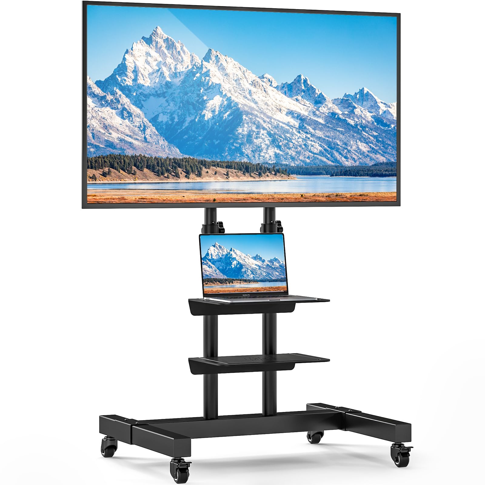 Rfiver テレビスタンド キャスター付き tv stand 32~75インチ 双棚板付き モニタースタンド 耐荷重40kg VESA600X400mm|RENEW