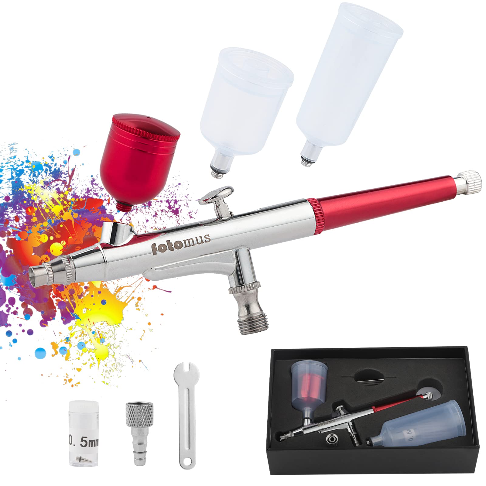 楽天市場】【3種塗料カップ】エアブラシ 0.5mm大口径 ダブルアクション