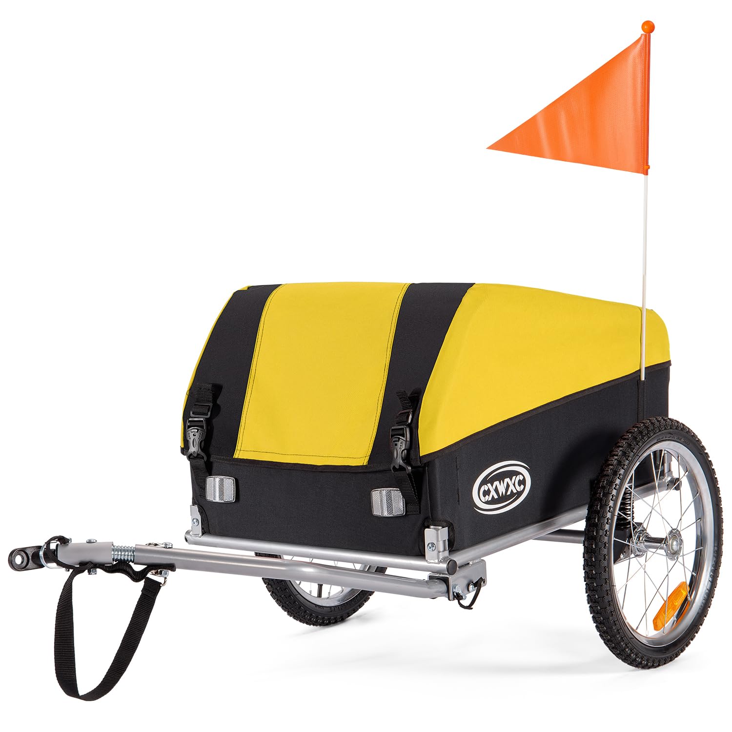 CXWXC サイクルトレーラー サスペンション付き 自転車 トレーラー 折りたたみ 耐荷重40kg 防水カバー付き イエロー（CX-20218）｜RENEW