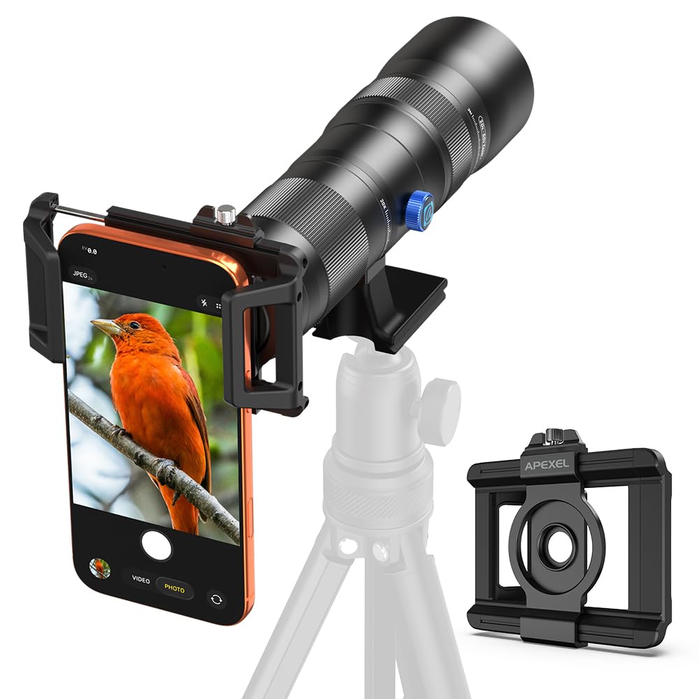 【APEXEL フラッグシップモデル】 20-60倍可変スマホ望遠レンズ 480-1440mm相当 光学システム FMCコーティング 40mm対物レンズ スマホホルダー付 コンサート 野鳥観察 スポーツ観戦 天体観測対応 iPhone Android対応|RENEW