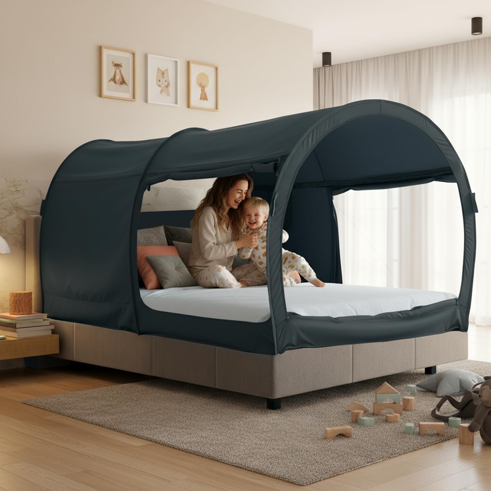 Leedor ベッドテント190x137cm 室内テント 大人用 ベッドキャノピー シェルター キャビン 屋内 プライバシー ポップアップ 暖かい 通気性 子供用 花粉対策 安眠改善対策 お家遮光 虫よけ蚊帳 子供用 ポップアップ式組み立て簡単 プライベー|RENEW