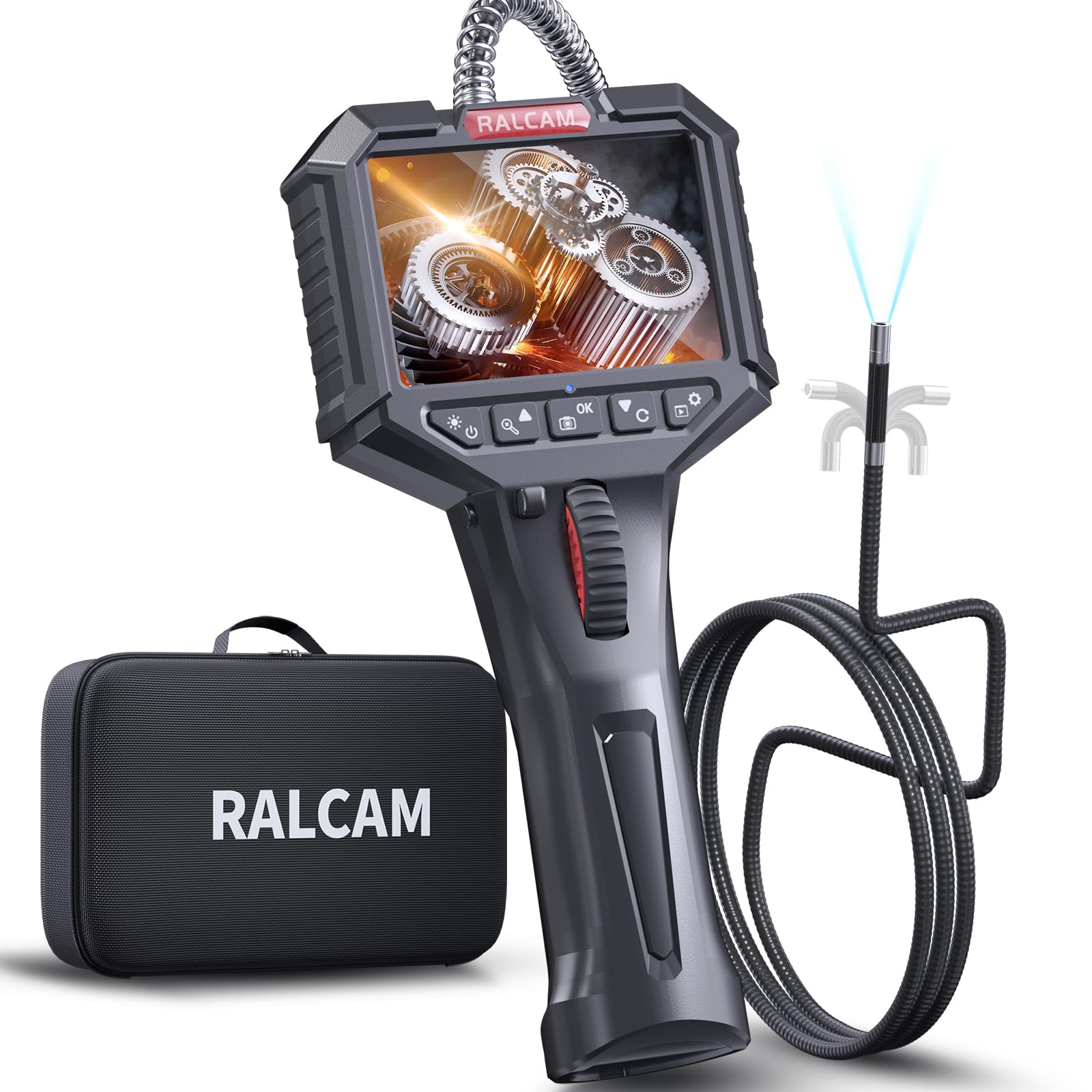 Ralcam 先端可動式ファイバースコープ 3.5インチIPSスクリーン 工業内視鏡カメラ 自動車 精密機械 配管 排水口 自宅建築 日本語対応｜RENEW