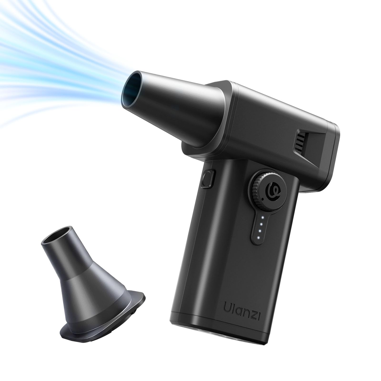 Ulanzi AD02 エアダスター 電動ブロワー カメラ用エアダスター 超強力高速回転 電動エアダスター 130000RPM 吹き出し力 無段階風量調整 LEDライト付き Type-c 小型 多機能ノズル付き ナイロンフィルター付きダスト隔離 軽量 スト