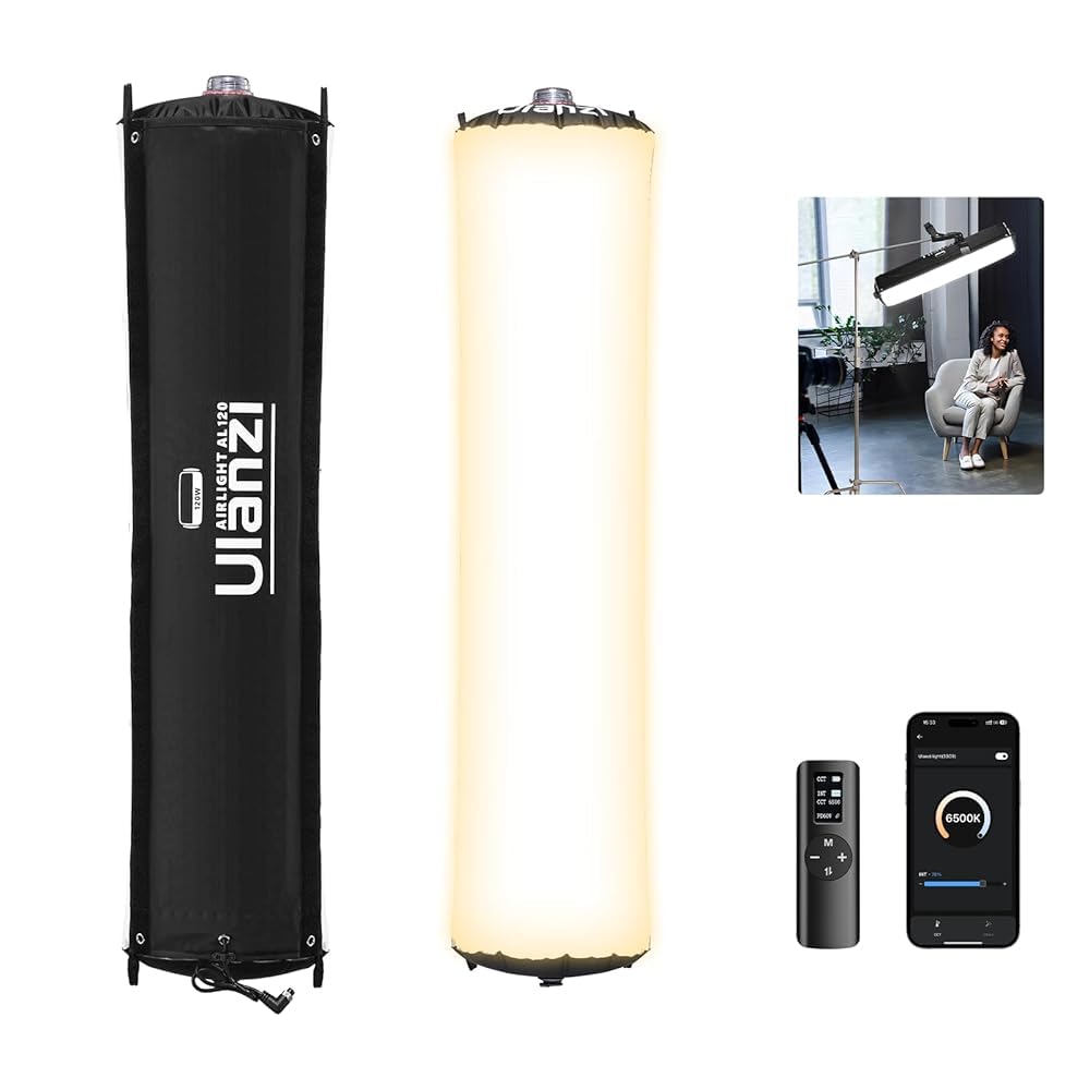 Ulanzi AL120 ・影ライト 120W インフレータブルLED リモコン付き 色温度2700K-6500K 調光可能 超高輝度 Type-Cポートで給電 自動空気入れ 折りたたみ可能 携帯便利 生放送/商品撮影/動画撮影に適用