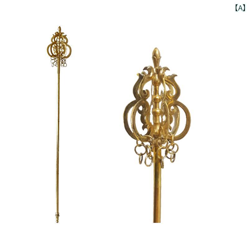 インテリア オブジェ おしゃれ 銅 9 連 27 輪 錫 杖 装飾品 地蔵 菩薩 禅 仏像 手持ち 楽器 6
