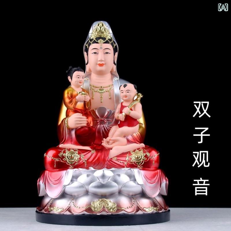 インテリア オブジェ おしゃれ 12インチ 16インチ 19インチ 双子 座 観音 子 授け お姫様 像 注入 銅 色 樹脂 ホームデコレーション