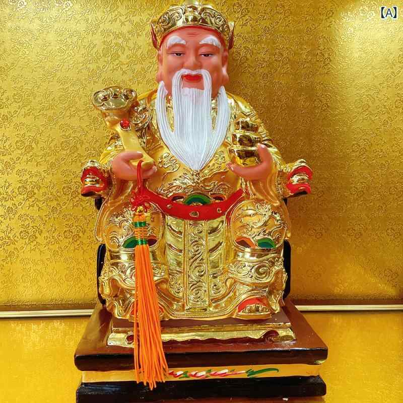 インテリア オブジェ おしゃれ 土地の 神 福の 財の 財 観音 風 水の 神の 木 彫像