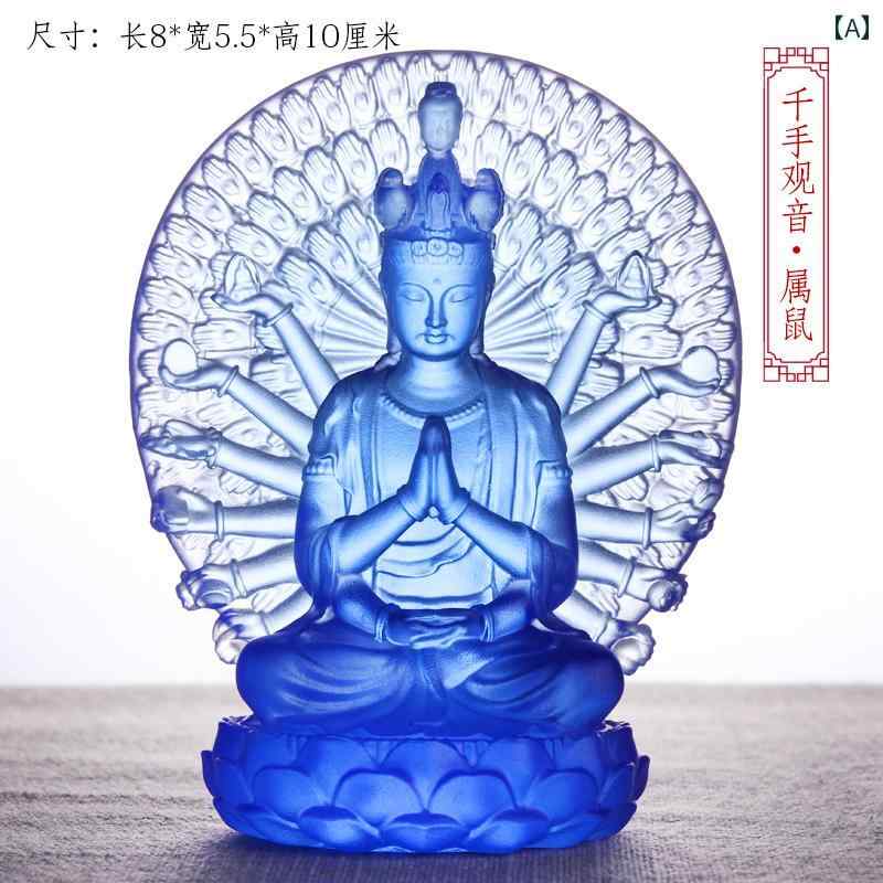 インテリア オブジェ おしゃれ 八つの 守護 神 レトロ ガラス 仏像 十二支の 出生 仏 菩薩 デスク トップ 装飾品 仏教 寺院の 礼拝の 装飾