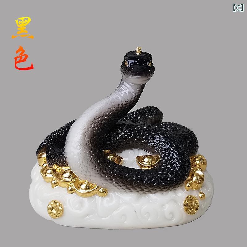 インテリア オブジェ おしゃれ 白い 大理石の 白黒の パイソン 像 座っている 山の 蛇の 王の 仏像の 装飾品 12インチ