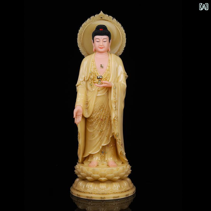 インテリア オブジェ おしゃれ 西洋 三 聖 像 合成 白 大理石 装飾品 玄関 阿弥陀 観音 菩薩 立像 リビング ルーム ホーム