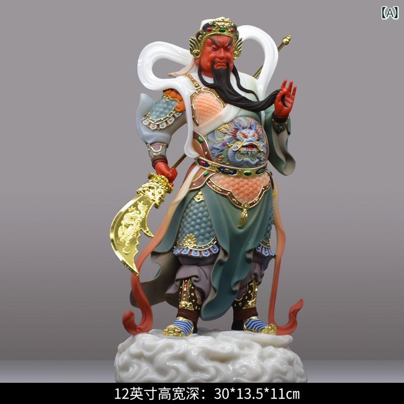 インテリア オブジェ おしゃれ 白い 大理石の ガーランド Weituo 像 菩薩家の 装飾 花輪 仏像 Guan Gong Wu Caishen