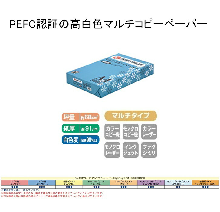 楽天市場 高白色コピー用紙 500枚 Pefc認証 坪量約68g 紙厚約91mｍ 白色度iso約90 以上 レンゴウ事務機