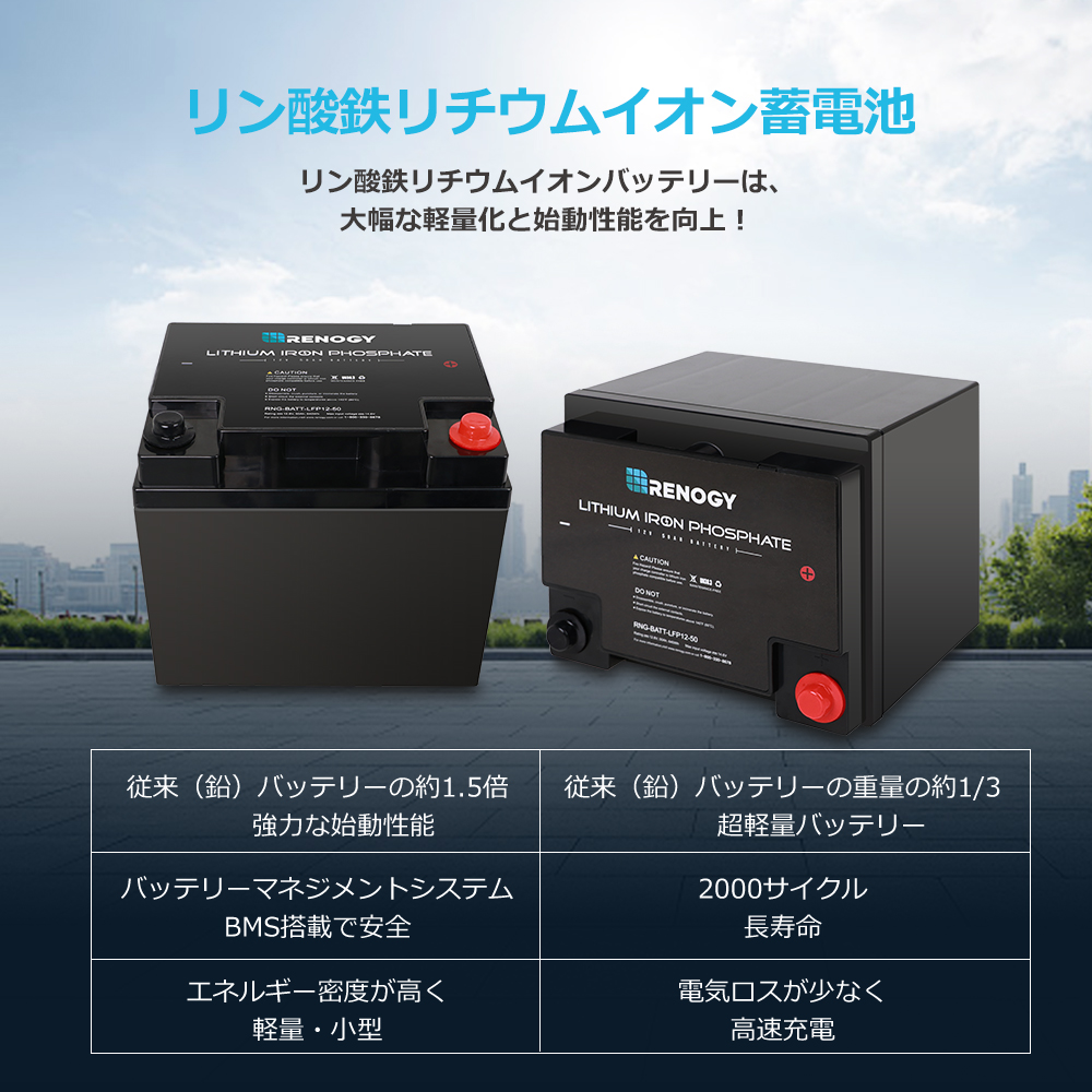 Pse認証取得済 Renogy リン酸鉄リチウムイオンバッテリー50ah 12v 640wh 充放電サイクル00回以上 リン酸鉄 リチウムイオンバッテリー ポータブル電源 キャンピングカー 車 サブバッテリー Bms保護 並列可能 車のバッテリー 自動車 バッテリー リン酸鉄 バッテリー