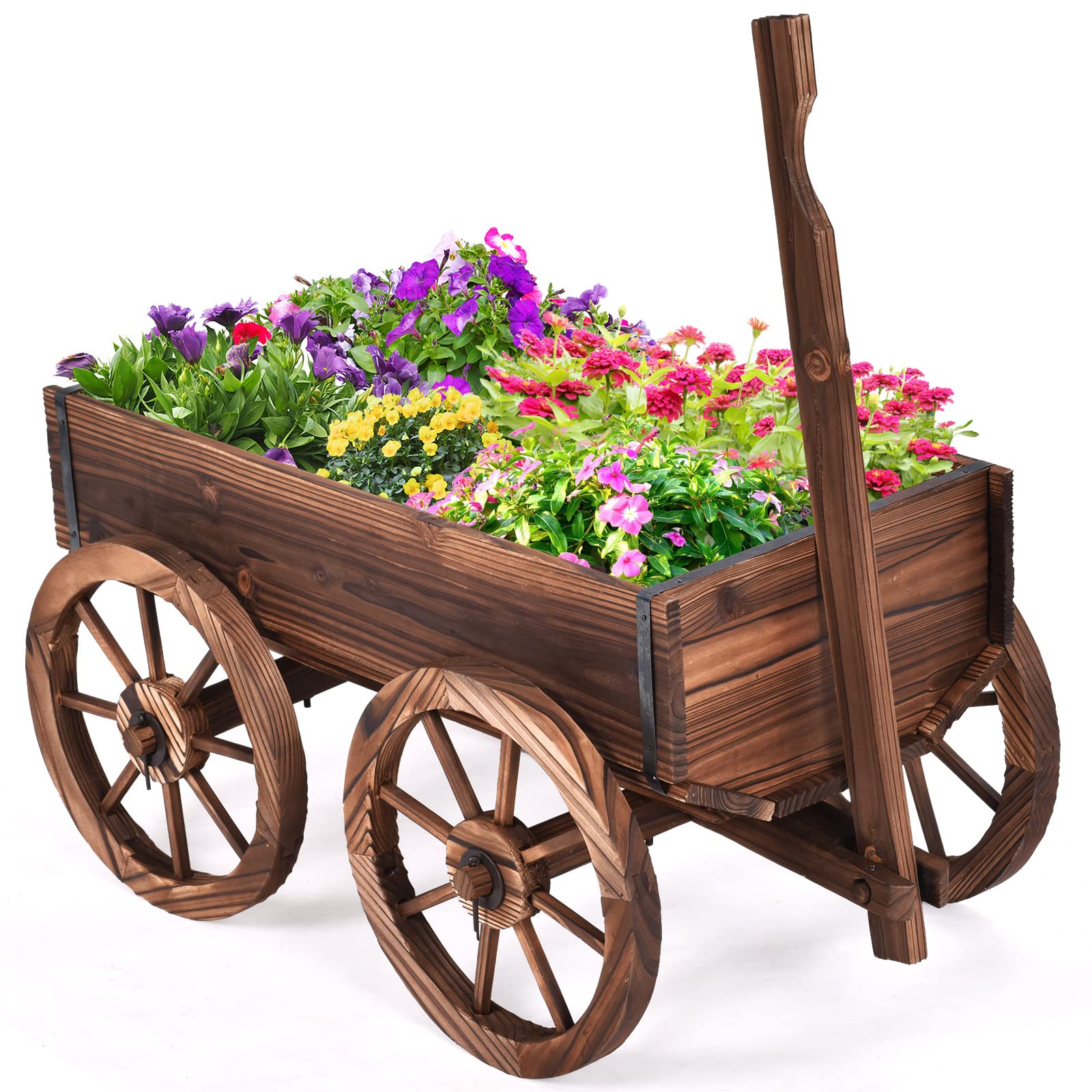 プランター 荷馬車 幅62糎 奥ぶかさ31糎 木製 大型 荷馬車の形 草木育みそだてる 蔬菜作りだす 園芸 庭園設備 大静電容量 今めかしい 多役立つこと かざり付ける的