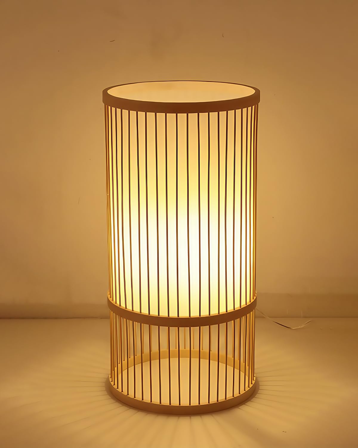 フロアライト デスクライト スタンドライト 竹編み 直径25cm×高さ50cm 和風 完成品 LED インテリア照明 床置き おしゃれ 間接照明