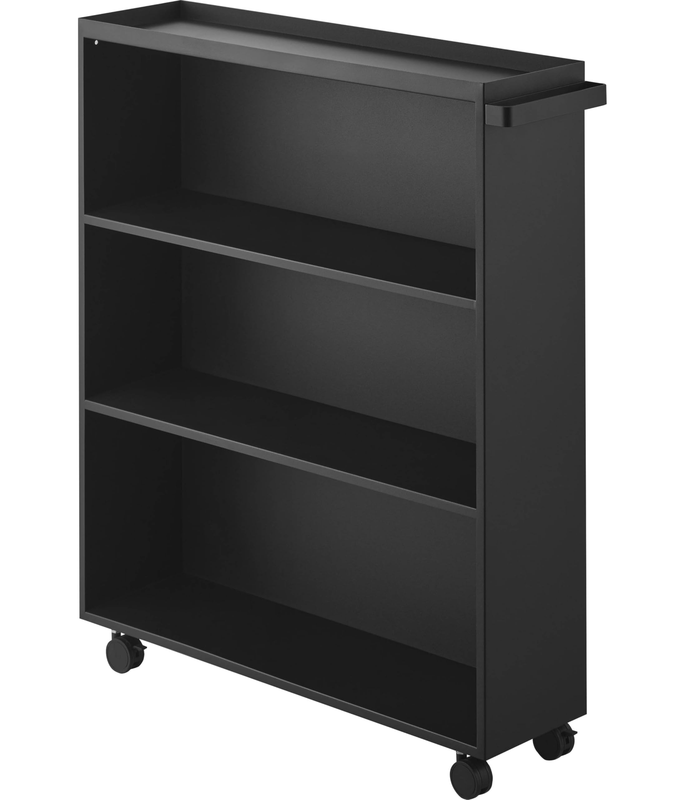 ハンドル付き 隠せる コミックラック ブラック W59×D15.6×H70cm(ハンドル?キャスター含む) タワー tower 目隠し 隠す収納 本棚