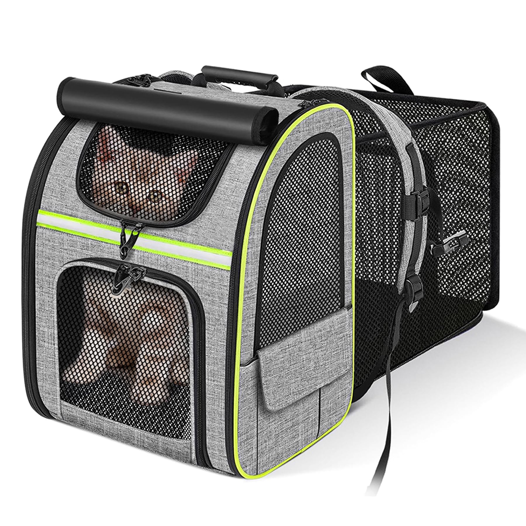 ペットキャリー 犬 猫 リュック 通気性 拡張可能 折り畳みロック式ダブルファスナー カーテン付きの 2WAY バッグ 猫 キャリーバッグ