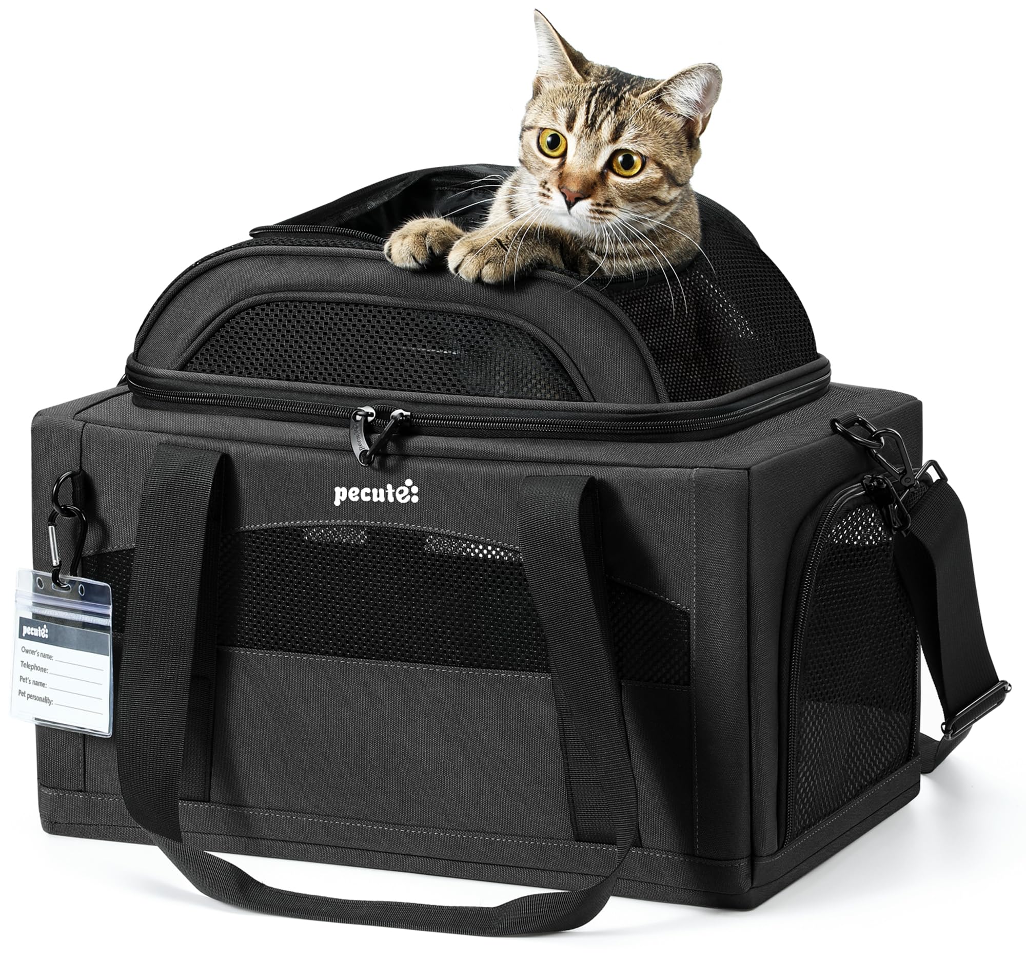 猫 キャリー バッグ 上部拡張 折りたたみ ペットキャリー 小型犬用 飛び出し防止 軽量 通気性メッシュ 安定感 収納便利 お出かけ